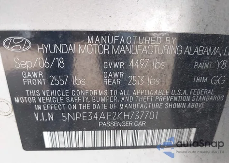 2019 Hyundai Sonata Limited из США, поврежденный, VIN 5NPE34AF2KH737701